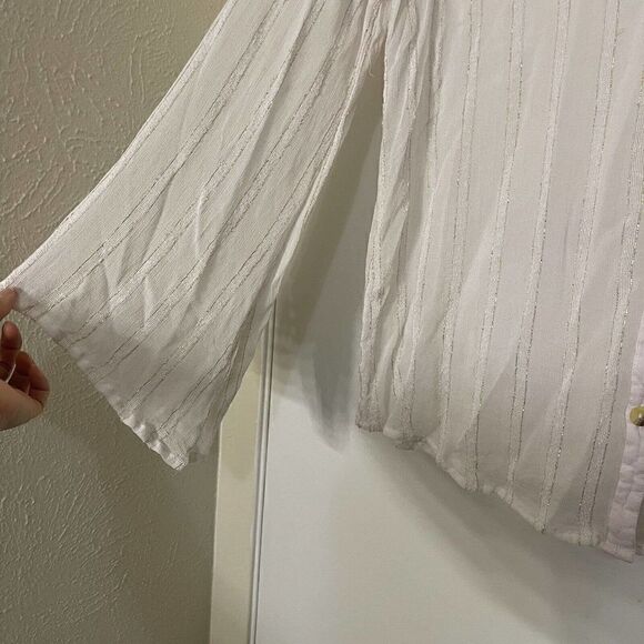 L'academie chiffon sheer button down shimmer top size Medium - Picture 5 of 7